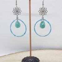Boucles d'oreilles créoles amazonite mandalas
