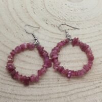 Boucles d'oreilles créoles tourmaline rubellite