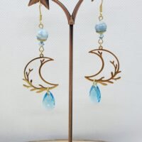 Boucles d'oreilles larimar lunes de corail