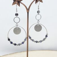 Boucles d'oreilles créoles iolite cordierite