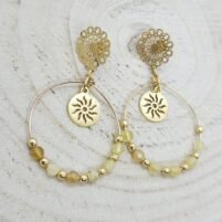 Boucles d'oreilles créoles opale jaune