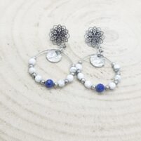 Boucles d'oreilles lapis lazuli - howlite mandala