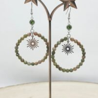 Boucles d'oreilles créoles jaspe unakite
