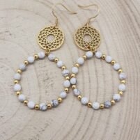 Boucles d'oreilles créoles howlite