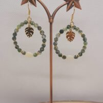 Boucles d'oreilles créoles agate mousse et nacre