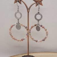 Boucles d'oreilles opale rose strass