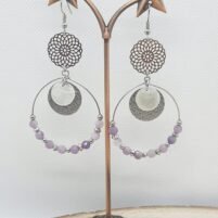 Boucles d'oreilles jade lavande et nacre