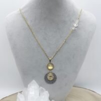 Sautoir cristal de roche Bouddha