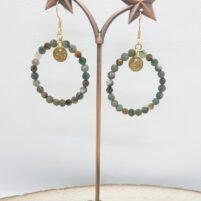 Boucles d'oreilles créoles fuchsite oeil de tigre