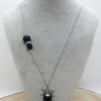 Sautoir obsidienne triple lune