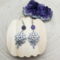 Boucles d'oreilles améthyste pentacle