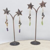 Boucles d'oreilles péridot ou améthyste lune étoiles