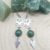 Boucles d'oreilles aventurine verte chouette