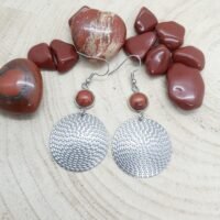 Boucles d'oreilles jaspe rouge rondes