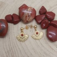 Boucles d'oreilles jaspe rouge éventail