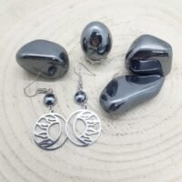 Boucles d'oreilles hématite lune-soleil