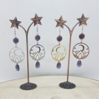 Boucles d'oreilles améthyste lune et lotus