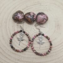 Boucles d'oreilles créoles rhodonite