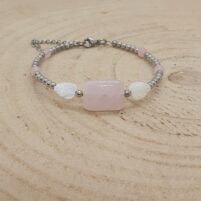 Bracelet nacre et quartz rose