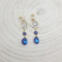 Boucles d'oreilles lapis lazuli strass