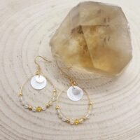 Boucles d'oreilles quartz rutile et nacre