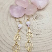 Boucles d'oreilles quartz rose fleurs