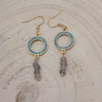 Boucles d'oreilles labradorite strass