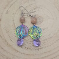 Boucles d'oreilles pierre de lune ailes de fées