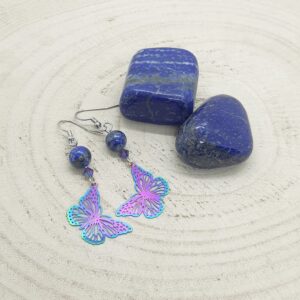 Boucles d'oreilles lapis lazuli papillons