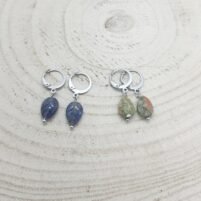 Boucles d'oreilles sodalite ou jaspe unakite feuilles