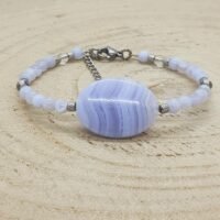 Bracelet calcédoine et cristal de roche