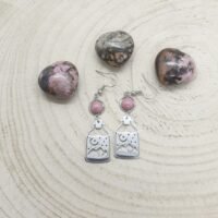 Boucles d'oreilles rhodonite montagne