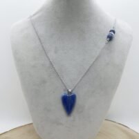 Sautoir aventurine bleue coeur