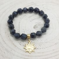 bracelet polygones obsidienne dorée