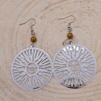 Boucles d'oreilles soleils jaspe mokaite